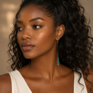 Single Turquoise Crystal Earring