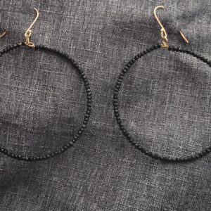 Hoop Earrings & Black Crystal Beads